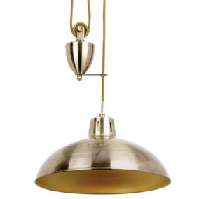 Hanging Ceiling Pendant Light ADJUSTABLE HEIGHT Industrial Brass Rise Fall Drop
