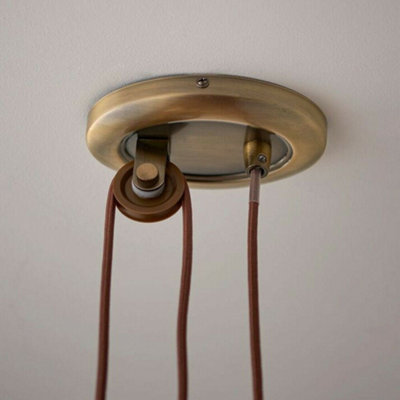 Hanging Ceiling Pendant Light ADJUSTABLE HEIGHT Industrial Brass Rise ...