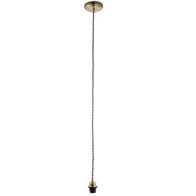 Hanging Ceiling Pendant Light ANTIQUE BRASS Cable Lamp Shade Bulb Holder & Rose