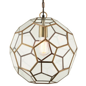 Hanging Ceiling Pendant Light Antique Brass & Glass Modern Ball Lamp Bulb Holder