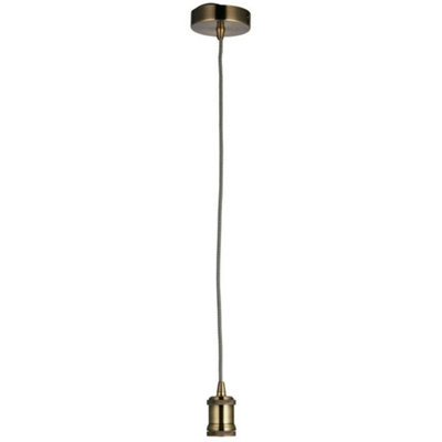 Hanging Ceiling Pendant Light ANTIQUE BRASS Metal Lamp Shade Bulb Holder & Rose
