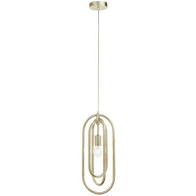Hanging Ceiling Pendant Light Antique Silver Leaf Sleek Loop Ring Feature Lamp