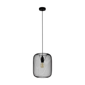 Hanging Ceiling Pendant Light Black Mesh 1 x 60W E27 Hallway Feature Lamp