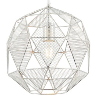 Hanging Ceiling Pendant Light CHROME Geometric Lamp Shade Bulb Holder Fitting