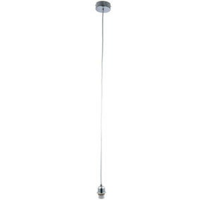 Hanging Ceiling Pendant Light CHROME Long Cable Lamp Shade Bulb Holder & Rose