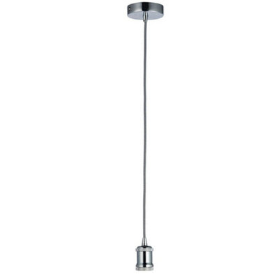 Hanging Ceiling Pendant Light CHROME Metal Cable Lamp Shade Bulb Holder & Rose