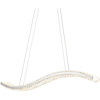 Hanging Ceiling Pendant Light - Chrome Plate & Clear Crystal - 28W LED (Smd 2835) Warm White