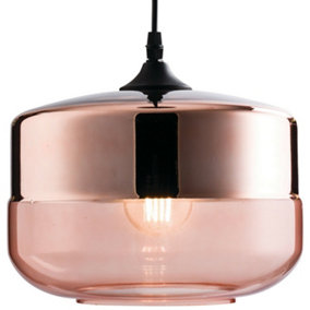 Hanging Ceiling Pendant Light Gloss Copper Tinted Glass Retro Round Lamp Shade