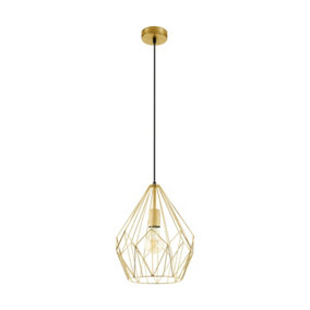 Hanging Ceiling Pendant Light Gold Wire Cage 1x 60W E27 Hallway Feature Lamp