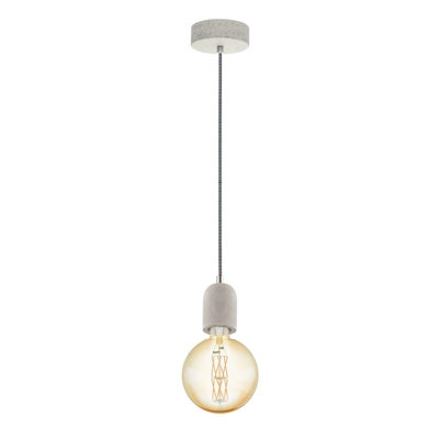 Hanging Ceiling Pendant Light Grey Concrete 1 x 60W E27 Hallway Feature Lamp