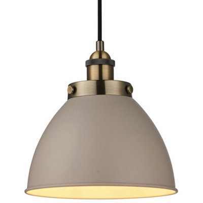 Hanging Ceiling Pendant Light GREY & TARNISHED BRASS Industrial Lamp Bulb Holder