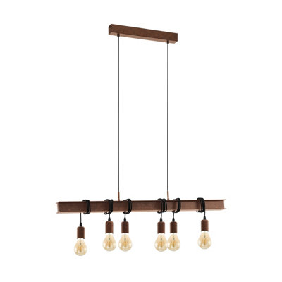 Hanging Ceiling Pendant Light Industrial Metal Gurder Bar Lamp 6x 60W E27 Bulb
