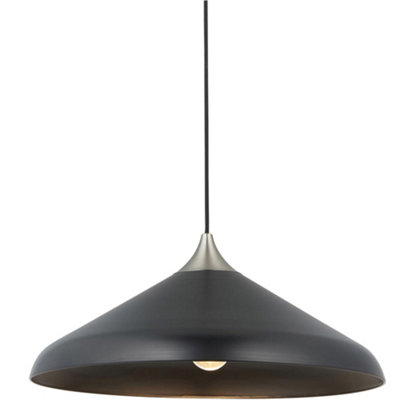 Hanging Ceiling Pendant Light - Matt Black & Matt Nickel Plate - 10W LED E27