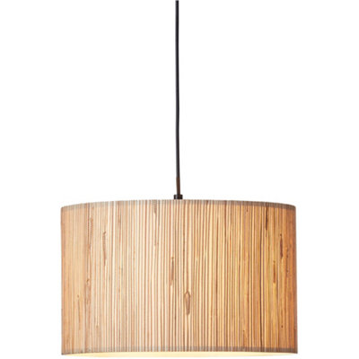 Hanging Ceiling Pendant Light - Natural Seagrass & Matt Black - 10W LED E27