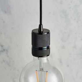 Hanging Ceiling Pendant Light & Rose Kit Black Chrome Industrial Adjustable Lamp
