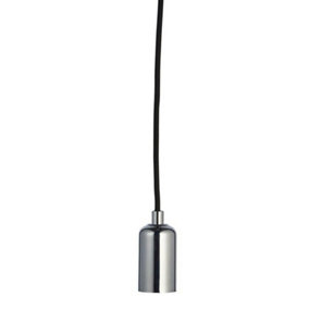 Hanging Ceiling Pendant Light & Rose Kit Chrome Steel Industrial Adjustable Lamp