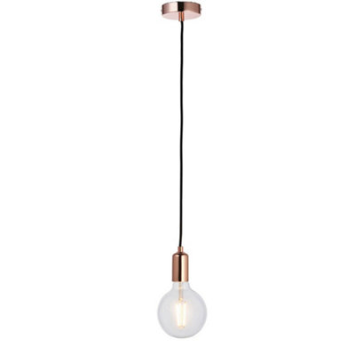 Hanging Ceiling Pendant Light & Rose Kit Gloss Copper Industrial ...