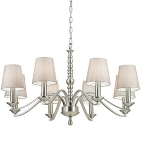 Hanging Ceiling Pendant Light SATIN NICKEL 8x Shade Lamp Bulb Feature Fitting