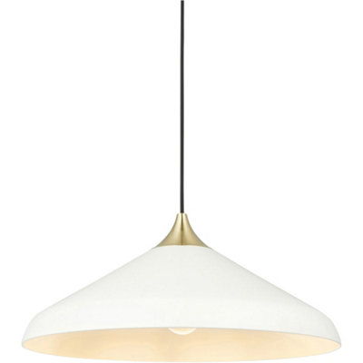 Hanging Ceiling Pendant Light - Warm White & Brushed Brass Plate - 10W LED E27