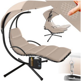 Hanging Chair Elaria - large sun canopy with UV-protection, sturdy - beige - 1