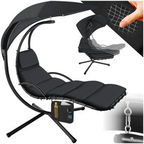 Hanging Chair Elaria - large sun canopy with UV-protection, sturdy - black - 1