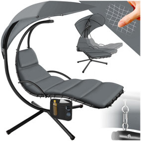 Hanging Chair Elaria - large sun canopy with UV-protection, sturdy - grey - 1