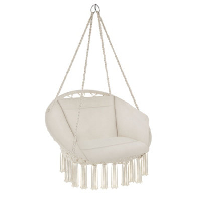 Hanging Chair Grazia - with seat and back cushions, stable and durable - beige