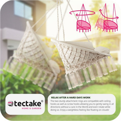 Hanging Chair Grazia - with seat and back cushions, stable and durable - beige