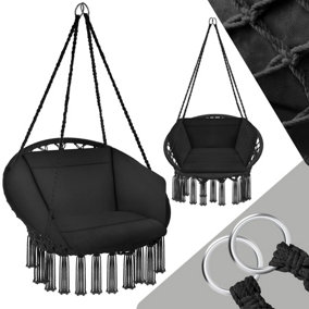 Hanging Chair Grazia - with seat and back cushions, stable and durable - black