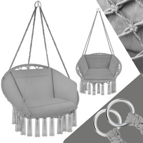 Hanging Chair Grazia - with seat and back cushions, stable and durable - grey
