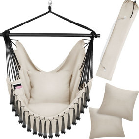 Hanging Chair Malika, Boho Style, Load Capacity 150kg - beige - 1