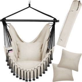 Hanging Chair Malika, Boho Style, Load Capacity 150kg - beige