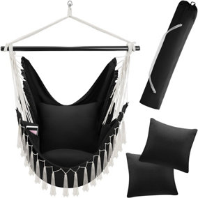 Hanging Chair Malika, Boho Style, Load Capacity 150kg - black - 1
