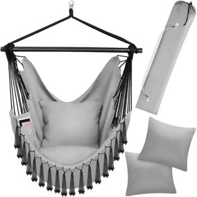 Hanging Chair Malika, Boho Style, Load Capacity 150kg - grey