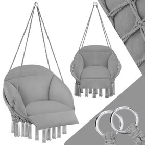Hanging Chair Samira - thick seat cushion, stable retaining ropes - grey