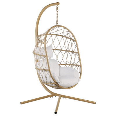 Hanging Chair with Stand Fabric Beige ADRIA