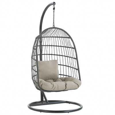 Hanging Chair with Stand Fabric Black ALLERA