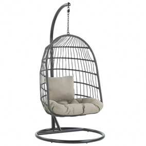 Hanging Chair with Stand Fabric Black ALLERA