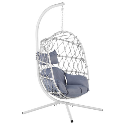 Hanging Chair with Stand Fabric White ADRIA