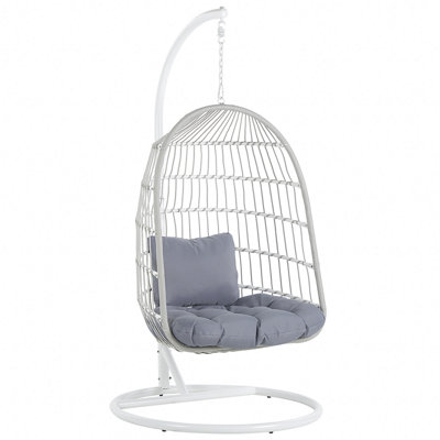 Hanging Chair with Stand Fabric White ALLERA