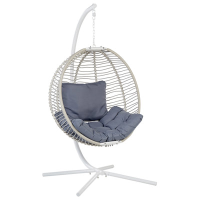 Hanging Chair with Stand Fabric White ARCO