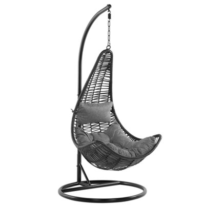 Hanging Chair with Stand PE Rattan Black ATRI