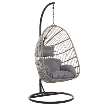 Hanging Chair with Stand PE Rattan Grey CASOLI