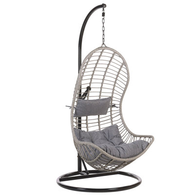 Hanging Chair with Stand PE Rattan Grey PINETO