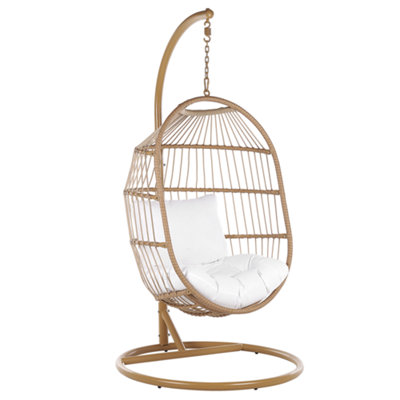 Hanging Chair with Stand PE Rattan Natural ALBA