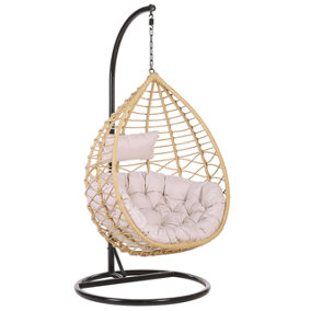 Hanging Chair with Stand PE Rattan Natural ARSITA