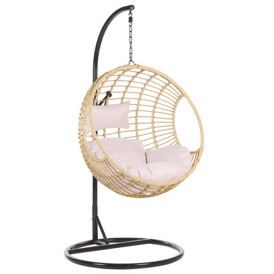 Hanging Chair with Stand PE Rattan Natural ASPIO