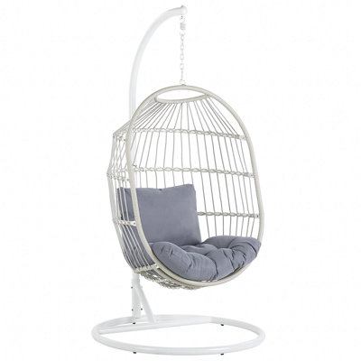 Hanging Chair with Stand PE Rattan White ALBA