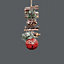 Hanging Decoration with Jingle Bells Wooden Sticks, Berries and Pinecones Christmas Home Wall Door 33cm Red