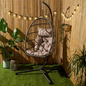 Hanging Egg Chair Outdoor Garden Furniture Patio Seat Pad Pod Seat Swing, Grey